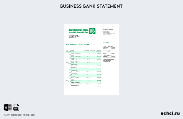 цифровая загрузка Kuwait Finance House Bank выписка по счету фирмы Шаблон в форм
